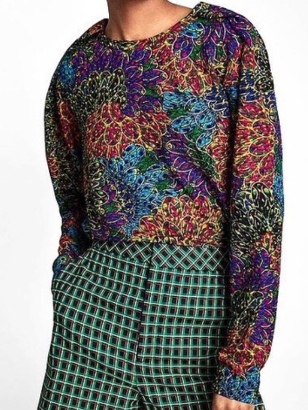 Zara Multicolor Floral Print Long Sleeve Blouse